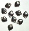 10 11mm Antique Silver Finish Puffy Heart Pendants